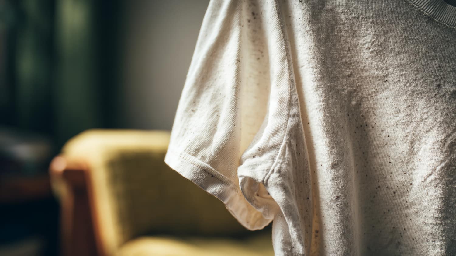 a cotton tshirt being prepared for washing