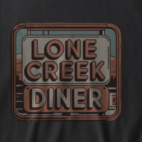 Lone Creek Diner sign design on a dark background