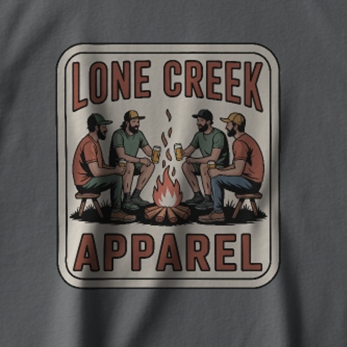 Lone Creek Apparel logo on a gray background