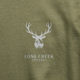 Green t-shirt with white deer logo and 'Lone Creek Apparel' text