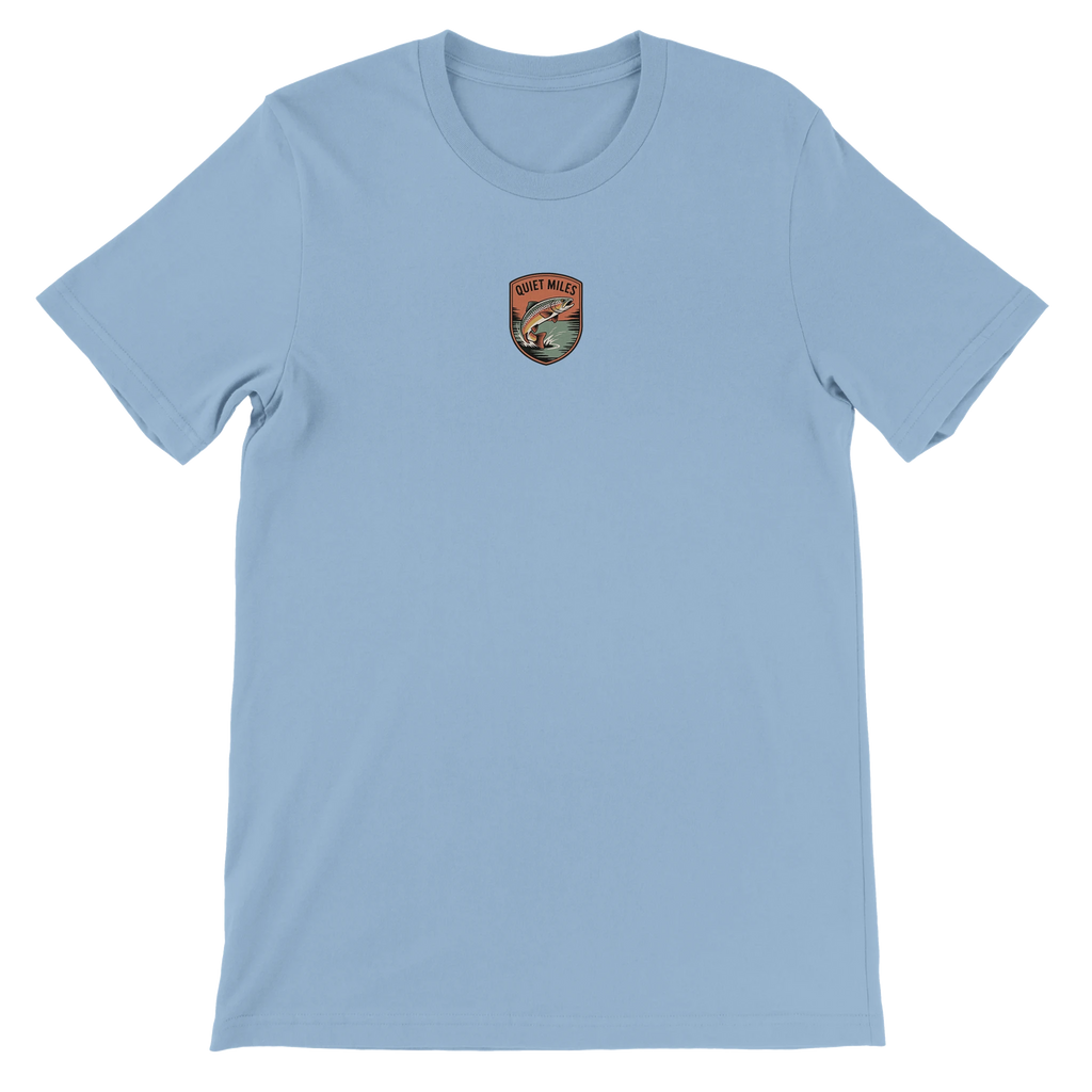 Light blue t-shirt with a logo on the chest 