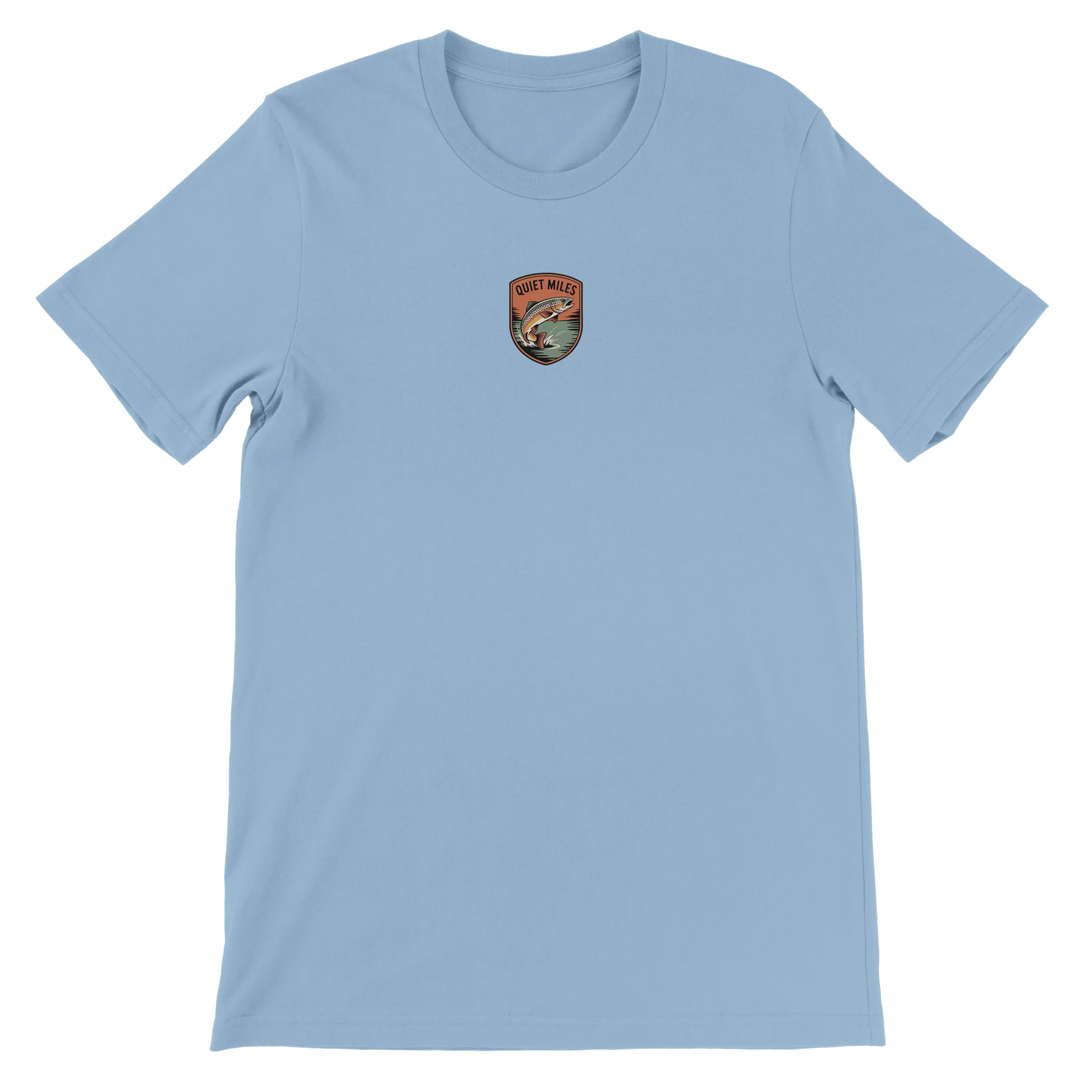 Light blue t-shirt with a logo on the chest 