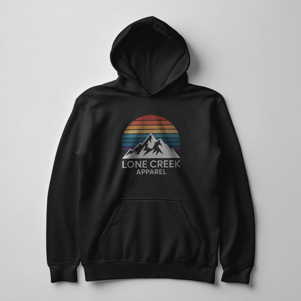 Mountain Logo Hoodie Retro Sunset | Lone Creek Apparel