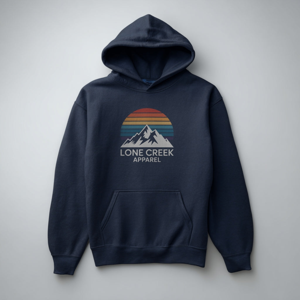 Mountain Logo Hoodie Retro Sunset | Lone Creek Apparel
