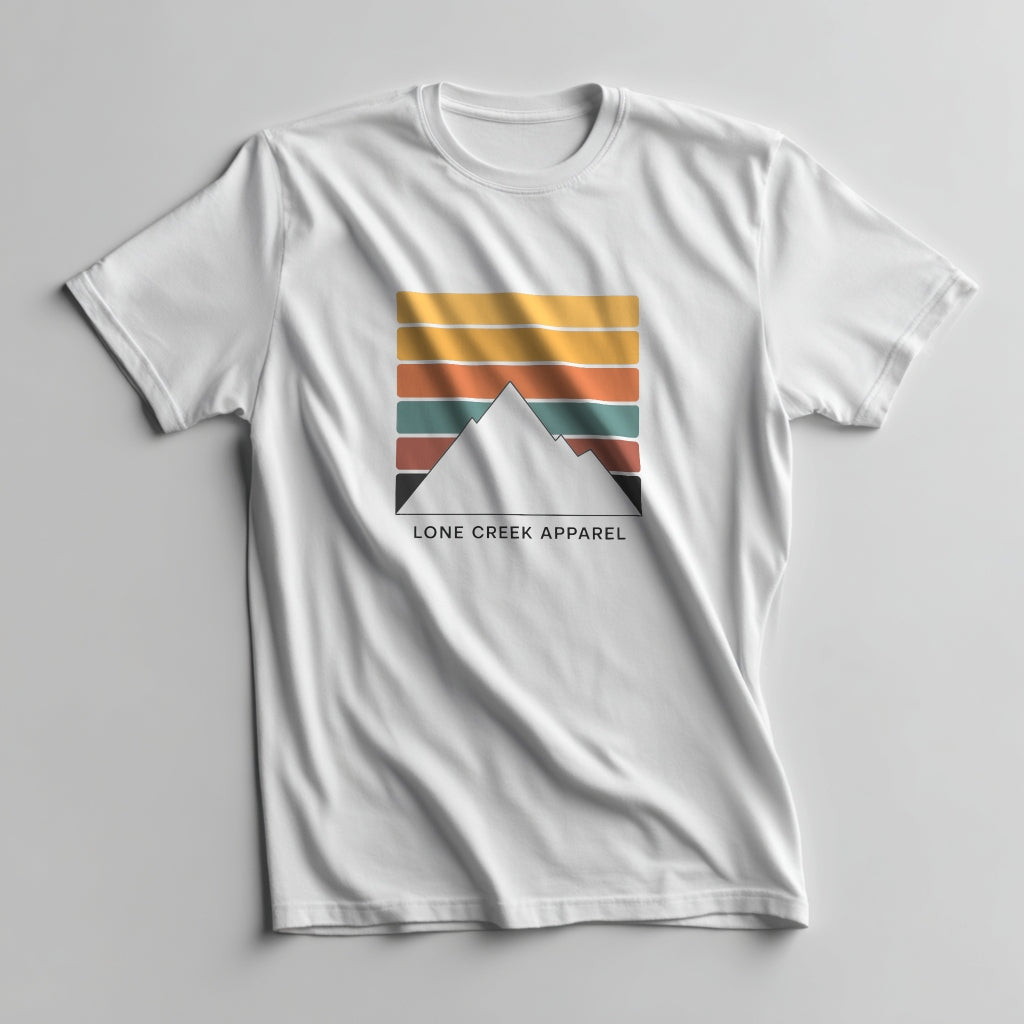 Geometric Mountain Retro Stripes Outdoor Graphic | Lone Creek Apparel